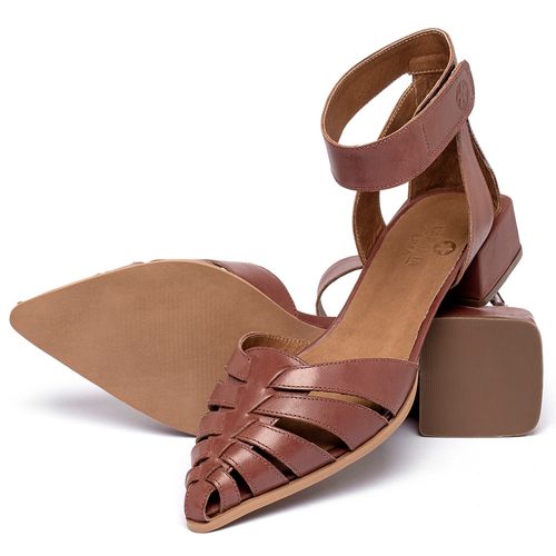 Scarpin   Bico Fino Salto de 3 cm em Couro Terracota - Codigo - 3901