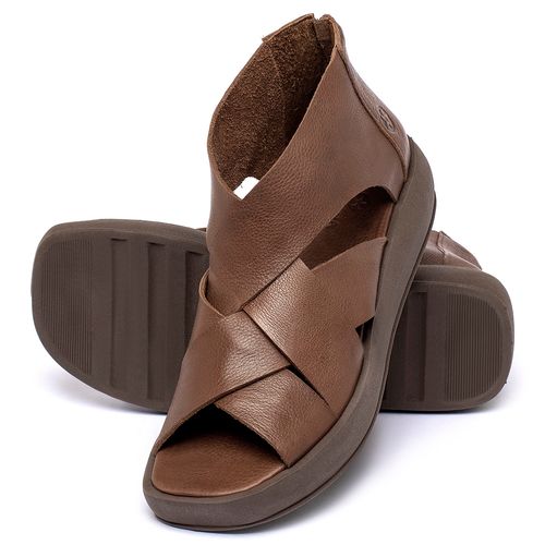 Sandália   Boho Salto de 4 cm em Couro Marrom - Codigo - 3912