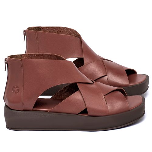 Sandália   Boho Salto de 4 cm em Couro Terracota - Codigo - 3912