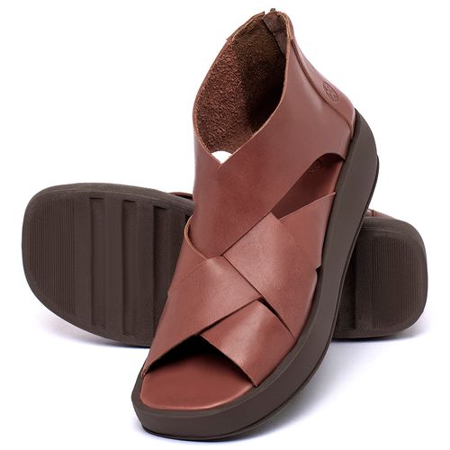 Sandália   Boho Salto de 4 cm em Couro Terracota - Codigo - 3912