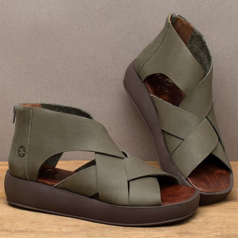 Laranja_Lima_Shoes_Sapatos_Femininos__-Sandalia---Boho-Salto-de-4-cm-em-Couro-Musgo---Codigo---3912_3