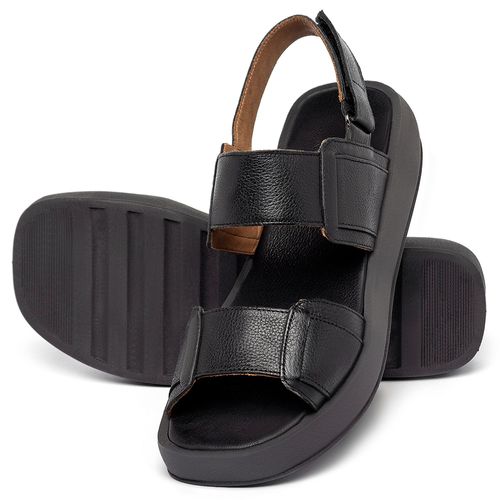 Sandália   Boho Salto de 4 cm em Couro Preto - Codigo - 3916