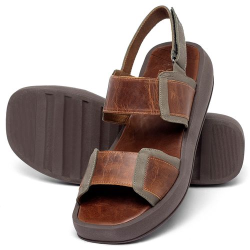 Sandália   Boho Salto de 4 cm em Couro Marrom - Codigo - 3916