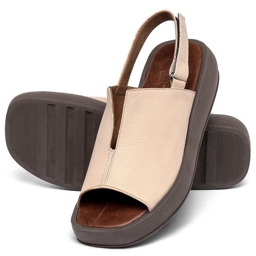 Sandália   Boho Salto de 4 cm em Couro Nude - Codigo - 3917