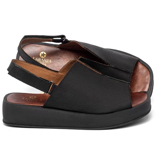 Sandália   Boho Salto de 4 cm em Couro Preto - Codigo - 3917