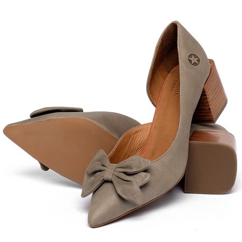 Scarpin   Bico Fino Salto de 5 cm em Couro Cinza - Codigo - 3942