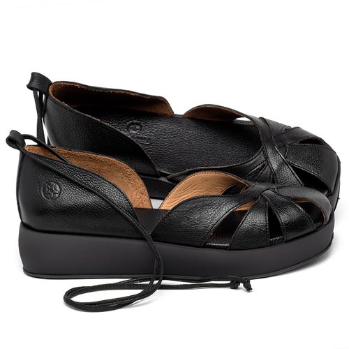 Sandália   Boho Salto de 4 cm em Couro Preto - Codigo - 3972