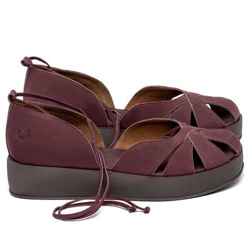 Sandália   Boho Salto de 4 cm em Couro Vinho - Codigo - 3972