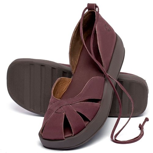 Sandália   Boho Salto de 4 cm em Couro Vinho - Codigo - 3972