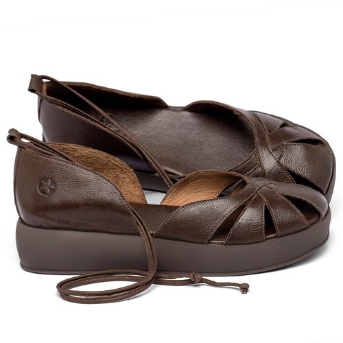 Sandália   Boho Salto de 4 cm em Couro Café - Codigo - 3972
