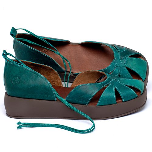 Sandália   Boho Salto de 4 cm em Couro Verde - Codigo - 3972