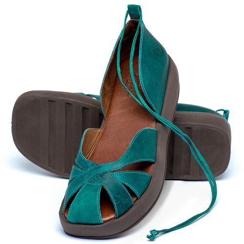 Sandália   Boho Salto de 4 cm em Couro Verde - Codigo - 3972