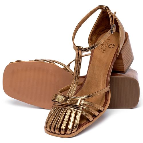 Sandália   Laranja Lima Shoes Classic Salto de 5 cm em Couro Metalizado - Codigo - 3997