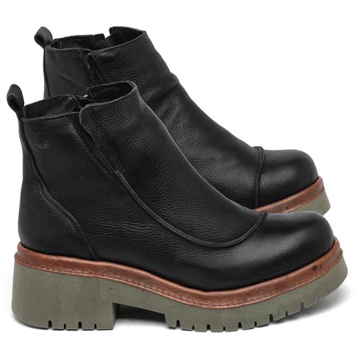 Bota   Cano Curto Salto de 4 cm em Couro Preto - Codigo - 153052