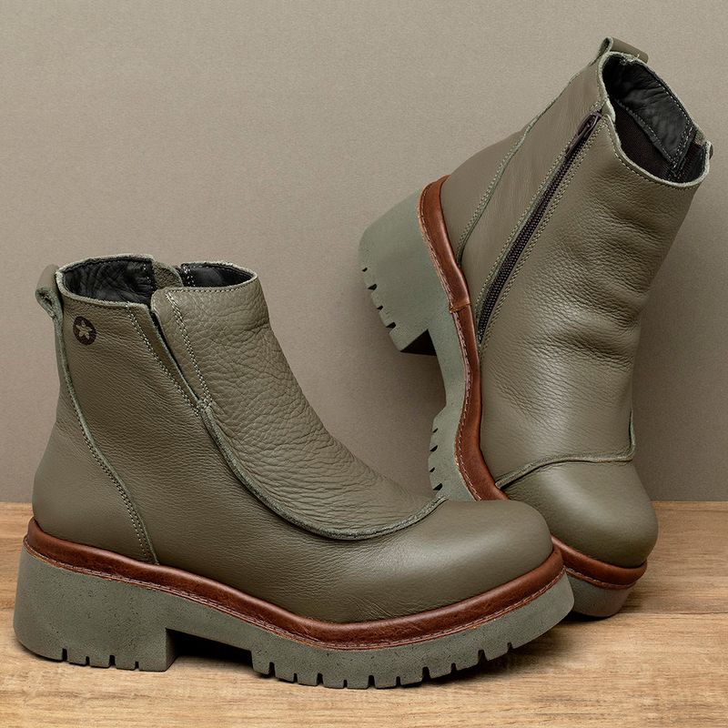 Laranja_Lima_Shoes_Sapatos_Femininos__-Bota---Cano-Curto-Salto-de-4-cm-em-Couro-Musgo---Codigo---153052_3
