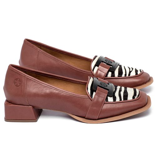 Mocassim Salto de 3 cm em Couro Terracota - Codigo - 157054