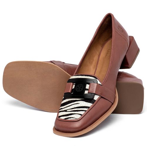 Mocassim Salto de 3 cm em Couro Terracota - Codigo - 157054