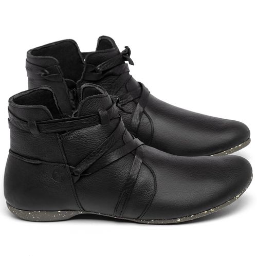 Flat   Boot em Couro Preto - Codigo - 148022