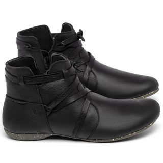 Flat   Boot em Couro Preto - Codigo - 148022