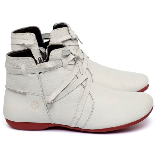 Flat   Boot em Couro Off-White - Codigo - 148022