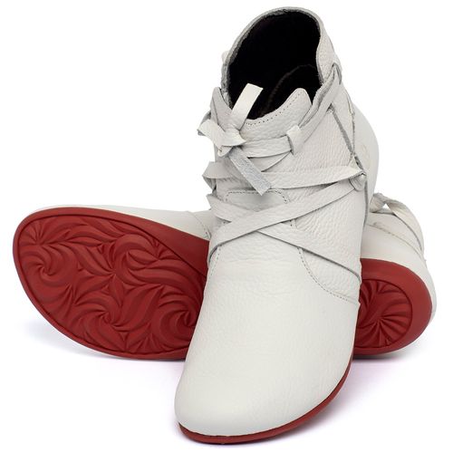 Flat   Boot em Couro Off-White - Codigo - 148022
