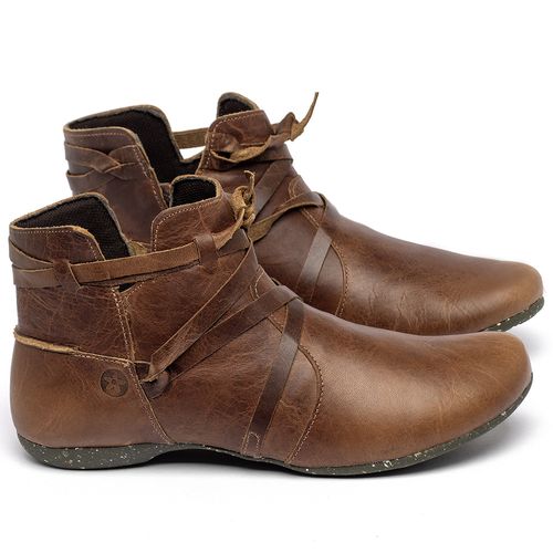 Flat   Boot em Couro Marrom - Codigo - 148022