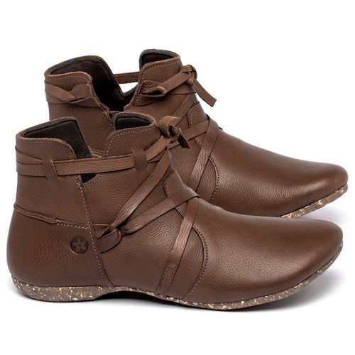 Flat   Boot em Couro Marrom - Codigo - 148022