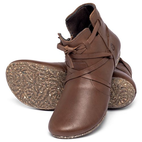 Flat   Boot em Couro Marrom - Codigo - 148022