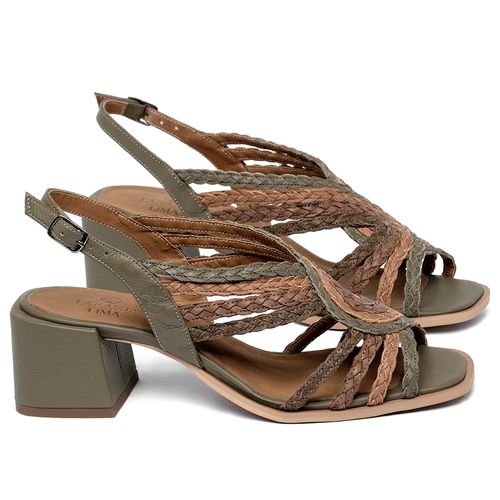 Sandália   Laranja Lima Shoes Classic Salto de 5 cm em Couro Musgo - Codigo - 157016