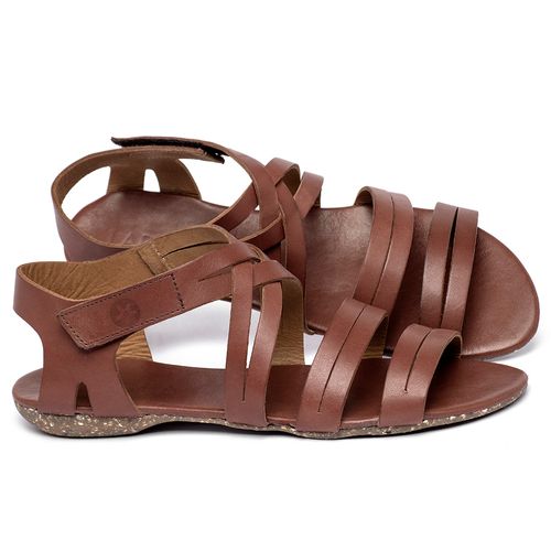 Sandália Rasteira   Flat em Couro Terracota - Codigo - 148092