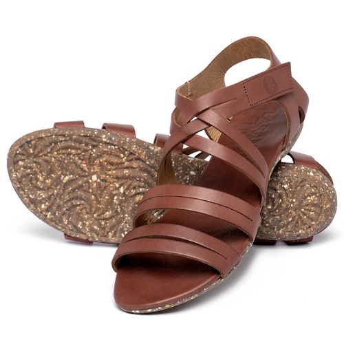 Sandália Rasteira   Flat em Couro Terracota - Codigo - 148092