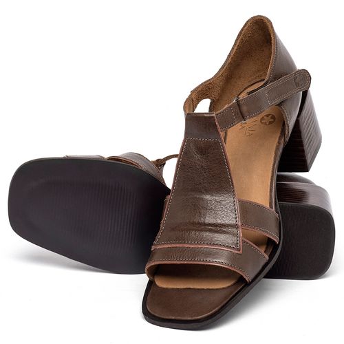 Sandália   Laranja Lima Shoes Classic Salto de 5 cm em Couro Café - Codigo - 3897