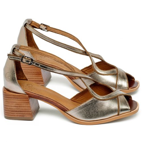 Sandália   Laranja Lima Shoes Classic Salto de 5 cm em Couro Metalizado - Codigo - 3887