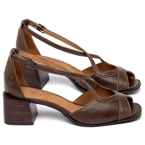 Sandália   Laranja Lima Shoes Classic Salto de 5 cm em Couro Café - Codigo - 3887