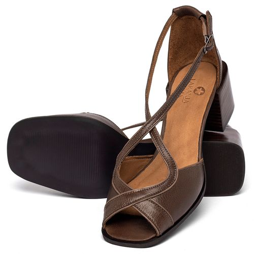 Sandália   Laranja Lima Shoes Classic Salto de 5 cm em Couro Café - Codigo - 3887