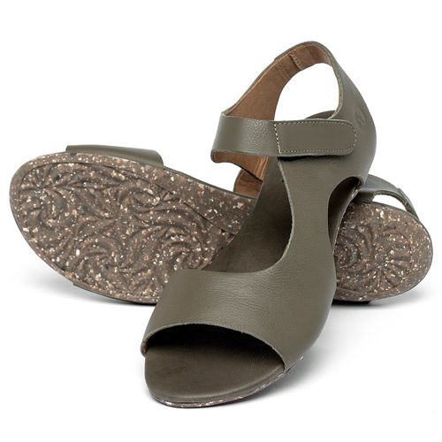Sandália Rasteira   Flat em Couro Musgo - Codigo - 148026