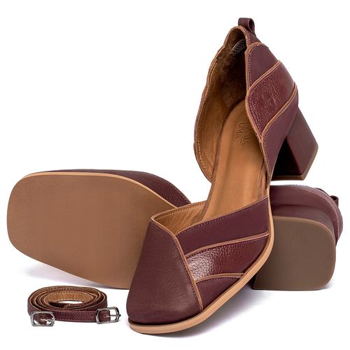 Scarpin   Bico Quadrado Salto de 4 cm em Couro Vinho - Codigo - 157037