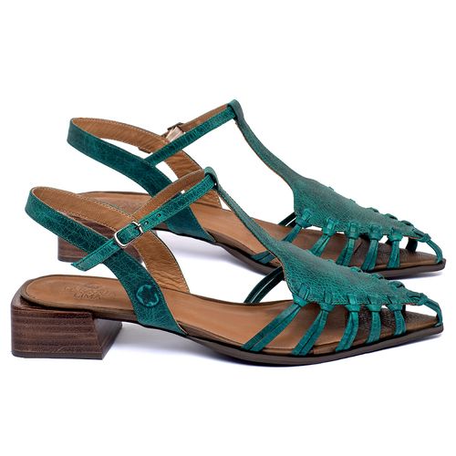 Sandália   Laranja Lima Shoes Classic Salto de 3 cm em Couro Verde - Codigo - 157043