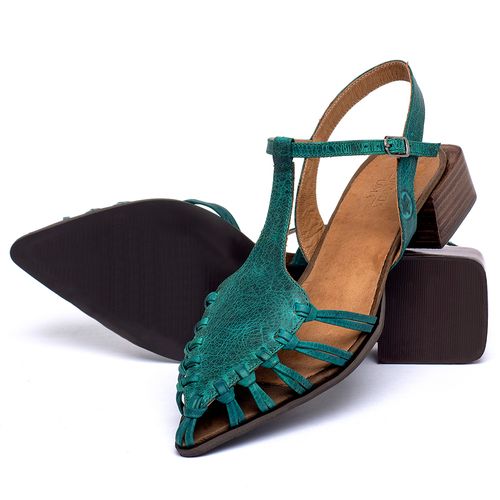 Sandália   Laranja Lima Shoes Classic Salto de 3 cm em Couro Verde - Codigo - 157043