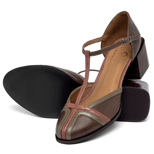 Scarpin   Bico Redondo Salto de 5 cm em Couro Café - Codigo - 157047