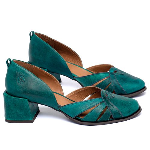 Scarpin   Bico Redondo Salto de 5 cm em Couro Verde - Codigo - 157049