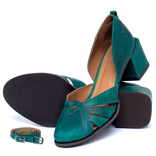 Scarpin   Bico Redondo Salto de 5 cm em Couro Verde - Codigo - 157049