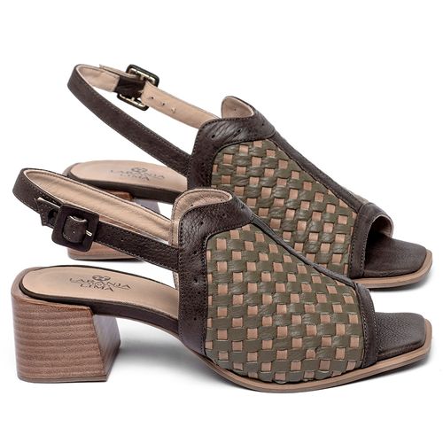 Sandália   Laranja Lima Shoes Classic Salto de 5 cm em Couro Café - Codigo - 9664