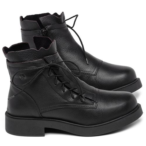 Bota   Cano Curto Salto de 2 cm em Couro Preto - Codigo - 156098