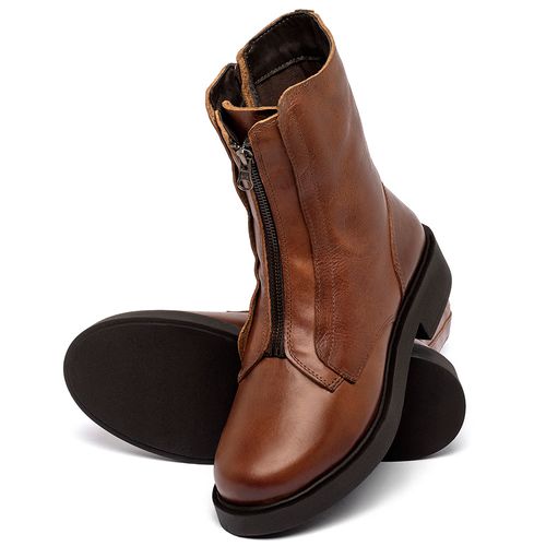 Bota   Cano Médio Salto de 2 cm em Couro Marrom - Codigo - 156101