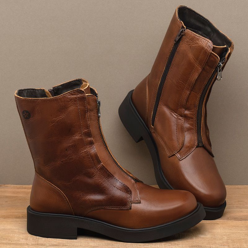 Laranja_Lima_Shoes_Sapatos_Femininos__-Bota---Cano-Medio-Salto-de-2-cm-em-Couro-Marrom---Codigo---156101_3
