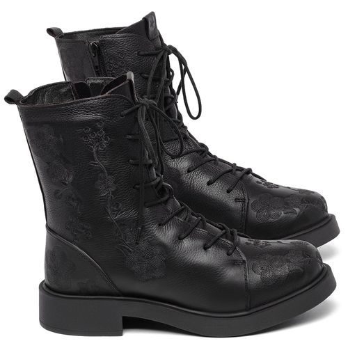 Bota   Cano Médio Salto de 2 cm em Couro Preto - Codigo - 156093