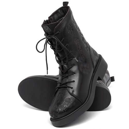 Bota   Cano Médio Salto de 2 cm em Couro Preto - Codigo - 156093