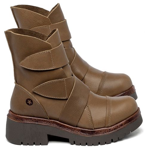 Bota   Cano Médio Salto de 4 cm em Couro Caramelo - Codigo - 153031