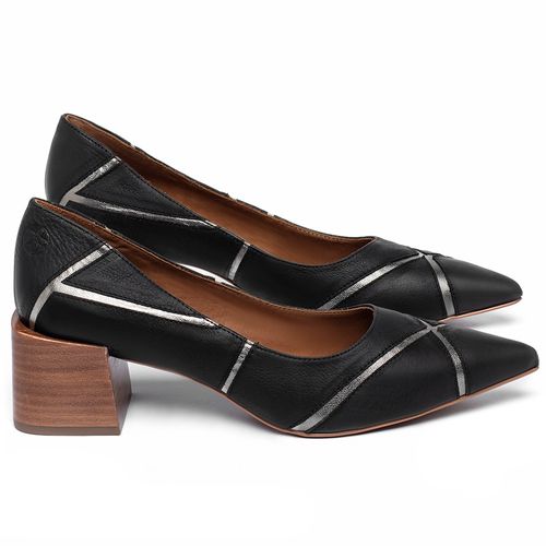 Scarpin   Bico Fino Salto de 5 cm em Couro Bicolor - Codigo - 3839